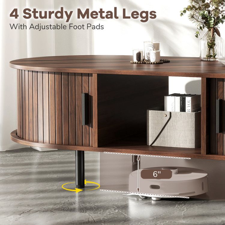 48" Mid Century Center Cocktail Table with Sliding Doors by Yeah Depot - Comfortable Living Decor