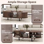 48" Mid Century Center Cocktail Table with Sliding Doors by Yeah Depot - Comfortable Living Decor