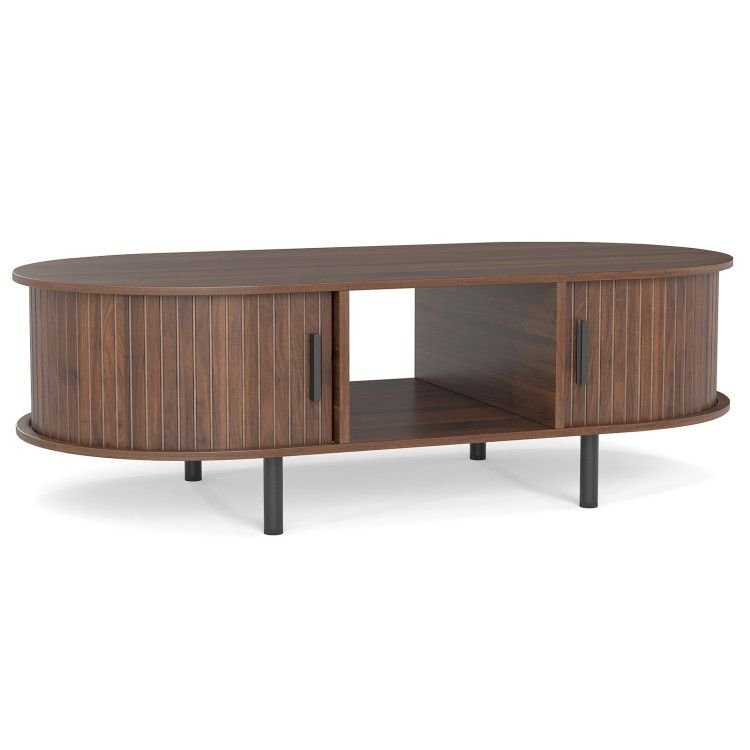 48" Mid Century Center Cocktail Table with Sliding Doors by Yeah Depot - Comfortable Living Decor