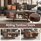 48" Mid Century Center Cocktail Table with Sliding Doors by Yeah Depot - Comfortable Living Decor