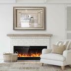 50 Inch Recessed Electric Insert Wall Mounted Fireplace with Adjustable Brightness - Comfortable Living Decor
