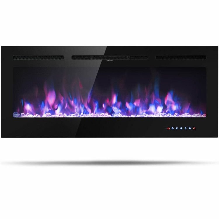 50 Inch Recessed Electric Insert Wall Mounted Fireplace with Adjustable Brightness - Comfortable Living Decor
