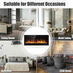 50 Inch Recessed Electric Insert Wall Mounted Fireplace with Adjustable Brightness - Comfortable Living Decor