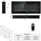 50 Inch Recessed Electric Insert Wall Mounted Fireplace with Adjustable Brightness - Comfortable Living Decor