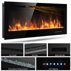 50 Inch Recessed Electric Insert Wall Mounted Fireplace with Adjustable Brightness - Comfortable Living Decor