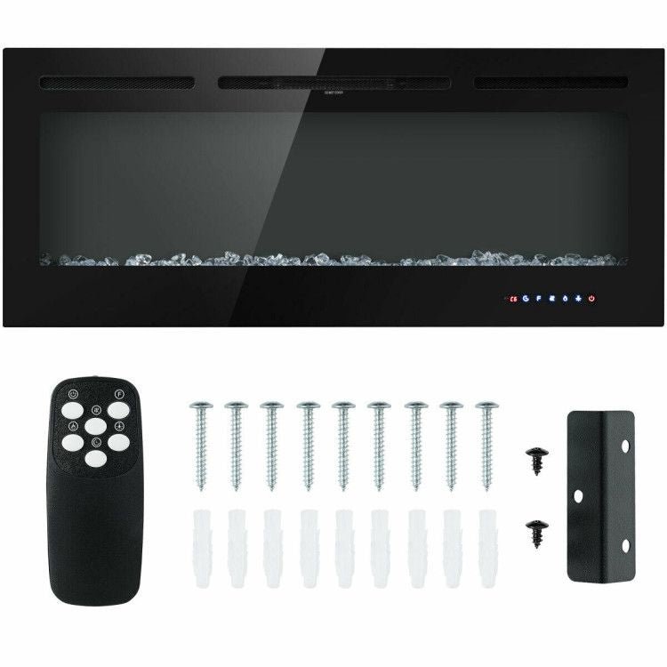 50 Inch Recessed Electric Insert Wall Mounted Fireplace with Adjustable Brightness - Comfortable Living Decor
