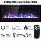 50 Inch Recessed Electric Insert Wall Mounted Fireplace with Adjustable Brightness - Comfortable Living Decor
