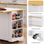 53 inch Large Kitchen Island with Drop Leaf,Power Outlet,Door Internal Storage Rack,Rolling Kitchen Cart on 5 Wheels with 5 Open Side Racks for Kitchen,Dining Room(Not include bar stools) - Comfortable Living Decor