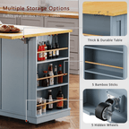 53 inch Large Kitchen Island with Drop Leaf,Power Outlet,Door Internal Storage Rack,Rolling Kitchen Cart on 5 Wheels with 5 Open Side Racks for Kitchen,Dining Room(Not include bar stools) - Comfortable Living Decor