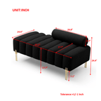 53.2" Width Modern End of Bed Bench Sherpa Fabric Upholstered 2 Seater Sofa Couch Entryway Ottoman Bench Fuzzy Sofa Stool Footrest Window Bench with Gold Metal Legs for Bedroom Living Room,Black - Comfortable Living Decor