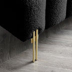 53.2" Width Modern End of Bed Bench Sherpa Fabric Upholstered 2 Seater Sofa Couch Entryway Ottoman Bench Fuzzy Sofa Stool Footrest Window Bench with Gold Metal Legs for Bedroom Living Room,Black - Comfortable Living Decor