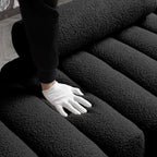 53.2" Width Modern End of Bed Bench Sherpa Fabric Upholstered 2 Seater Sofa Couch Entryway Ottoman Bench Fuzzy Sofa Stool Footrest Window Bench with Gold Metal Legs for Bedroom Living Room,Black - Comfortable Living Decor