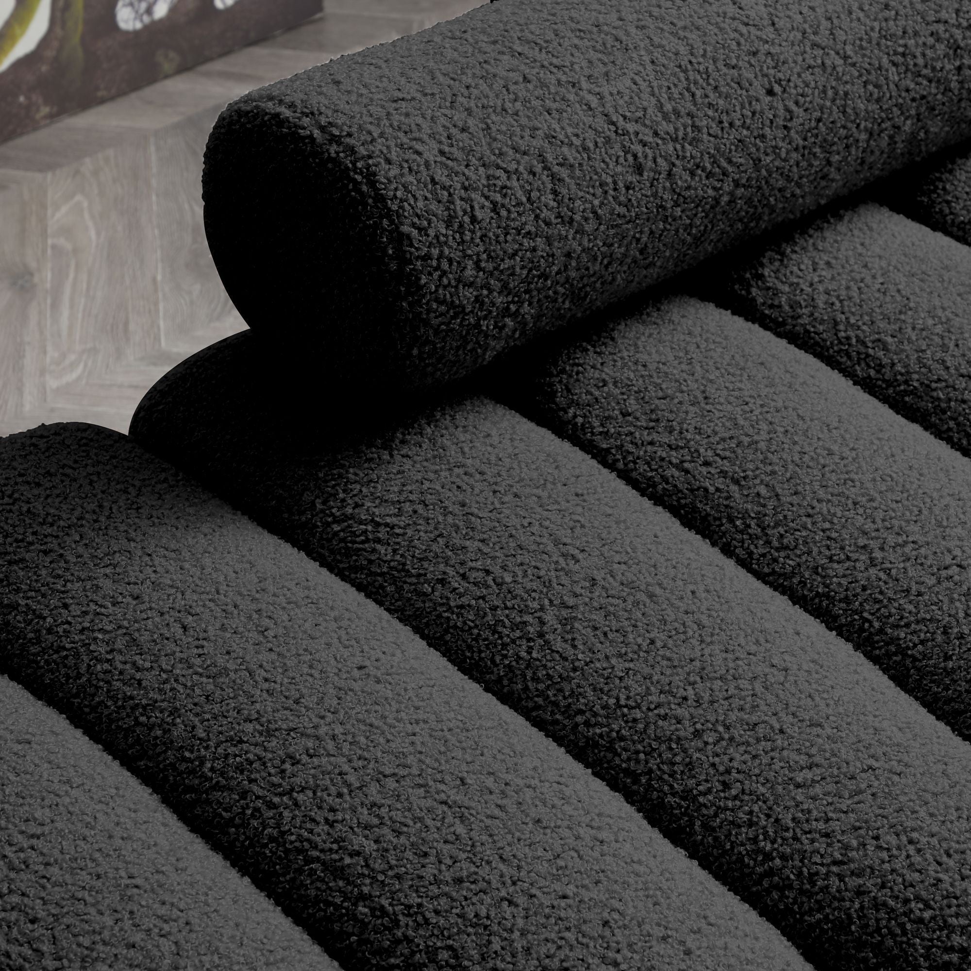 53.2" Width Modern End of Bed Bench Sherpa Fabric Upholstered 2 Seater Sofa Couch Entryway Ottoman Bench Fuzzy Sofa Stool Footrest Window Bench with Gold Metal Legs for Bedroom Living Room,Black - Comfortable Living Decor