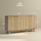 55" Fluted Sideboard Buffet Cabinet by Homcom - Comfortable Living Decor