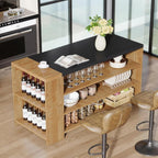 55" Kitchen Island Wood Kitchen Vintage Brown - Comfortable Living Decor