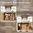 55" Kitchen Island Wood Kitchen Vintage Brown - Comfortable Living Decor