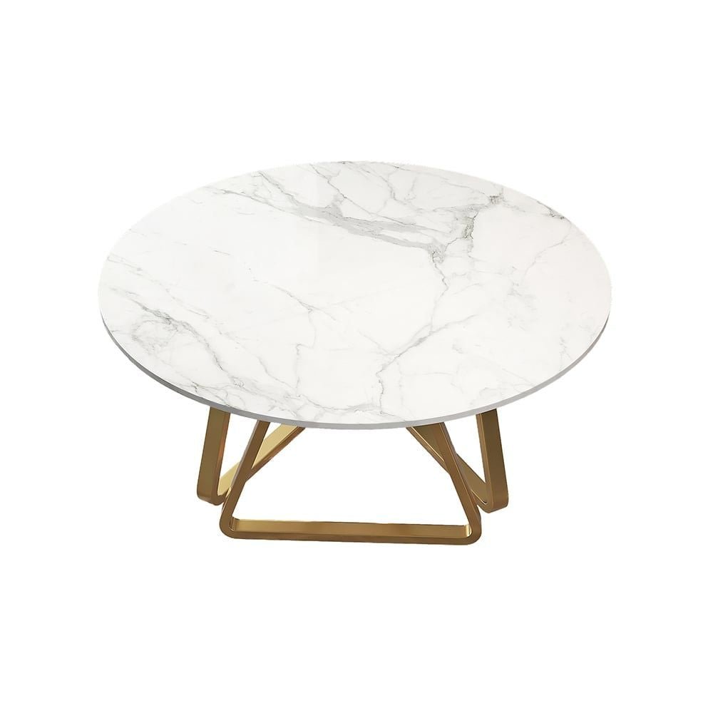 59.1" Affordable Luxury Modern Round Sintered Stone Dining Table White Seats 6 - 8 People - Comfortable Living Decor
