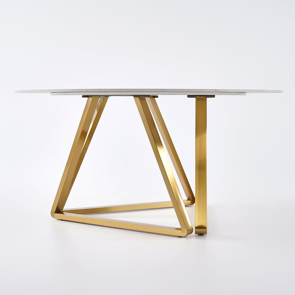 59.1" Affordable Luxury Modern Round Sintered Stone Dining Table White Seats 6 - 8 People - Comfortable Living Decor