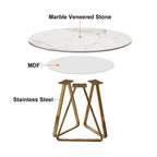 59.1" Affordable Luxury Modern Round Sintered Stone Dining Table White Seats 6 - 8 People - Comfortable Living Decor