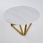 59.1" Affordable Luxury Modern Round Sintered Stone Dining Table White Seats 6 - 8 People - Comfortable Living Decor