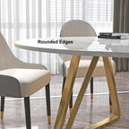 59.1" Affordable Luxury Modern Round Sintered Stone Dining Table White Seats 6 - 8 People - Comfortable Living Decor