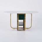 59.1" Modern Rectangle Leaf Folding Wood Dining Table with Storage Seats 4 - 6 People - Comfortable Living Decor