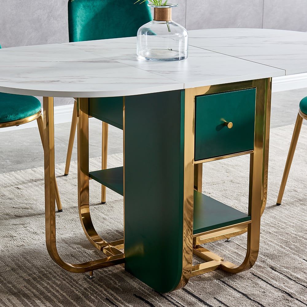 59.1" Modern Rectangle Leaf Folding Wood Dining Table with Storage Seats 4 - 6 People - Comfortable Living Decor