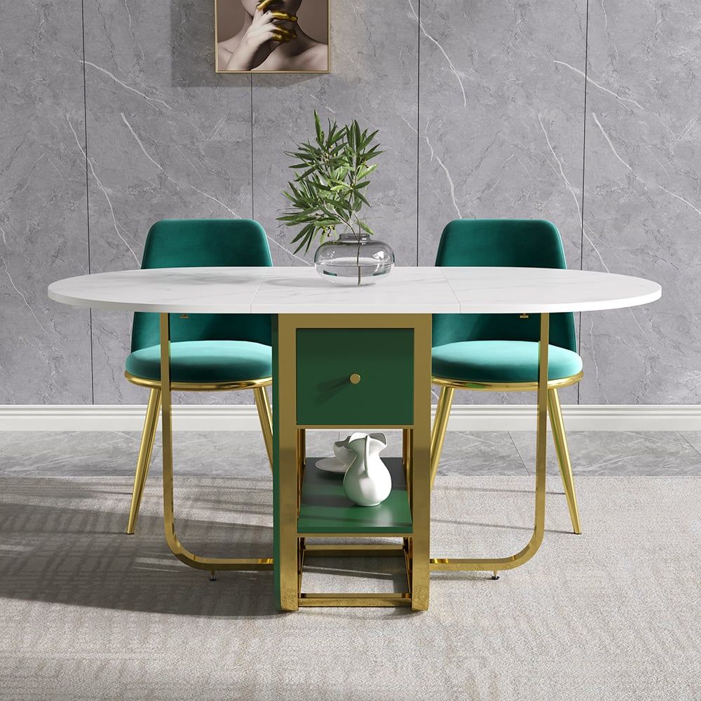59.1" Modern Rectangle Leaf Folding Wood Dining Table with Storage Seats 4 - 6 People - Comfortable Living Decor