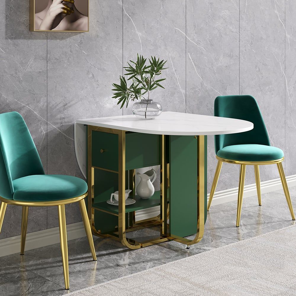 59.1" Modern Rectangle Leaf Folding Wood Dining Table with Storage Seats 4 - 6 People - Comfortable Living Decor