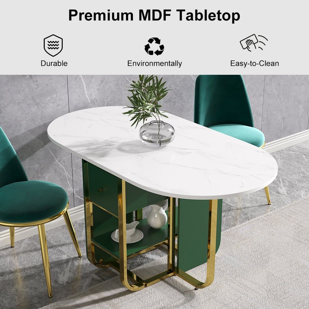 59.1" Modern Rectangle Leaf Folding Wood Dining Table with Storage Seats 4 - 6 People - Comfortable Living Decor