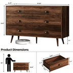 6 Drawer Dresser For Bedroom, Wood Storage Cabinet With Black Handles, Farmhouse Closet Of Drawers for Living Room - Comfortable Living Decor