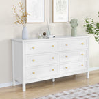 6 Drawer Dresser For Bedroom, Wood Storage Cabinet With Black Handles, Modern Closet Of Drawers for Living Room - Comfortable Living Decor