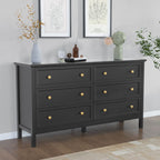 6 Drawer Dresser For Bedroom, Wood Storage Cabinet With Black Handles, Modern Closet Of Drawers for Living Room - Comfortable Living Decor