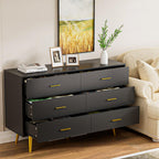 6 Drawer Dresser For Bedroom, Wood Storage Cabinet With Black Handles, Modern Closet Of Drawers for Living Room - Comfortable Living Decor