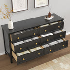 6 Drawer Dresser For Bedroom, Wood Storage Cabinet With Black Handles, Modern Closet Of Drawers for Living Room - Comfortable Living Decor
