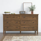 6 Drawer Dresser For Bedroom, Wood Storage Cabinet With Black Handles, Modern Closet Of Drawers for Living Room - Comfortable Living Decor