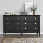 6 Drawer Dresser For Bedroom, Wood Storage Cabinet With Black Handles, Modern Closet Of Drawers for Living Room - Comfortable Living Decor