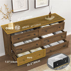 6 Drawer Dresser For Bedroom, Wood Storage Cabinet With Black Handles, Modern Closet Of Drawers for Living Room - Comfortable Living Decor