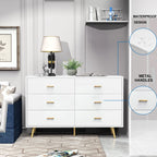 6 Drawer Dresser For Bedroom, Wood Storage Cabinet With Black Handles, Modern Closet Of Drawers for Living Room - Comfortable Living Decor