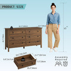 6 Drawer Dresser For Bedroom, Wood Storage Cabinet With Black Handles, Modern Closet Of Drawers for Living Room - Comfortable Living Decor