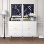 6 Drawer Dresser For Bedroom, Wood Storage Cabinet With Black Handles, Modern Closet Of Drawers for Living Room - Comfortable Living Decor