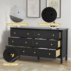 6 Drawer Dresser For Bedroom, Wood Storage Cabinet With Black Handles, Modern Closet Of Drawers for Living Room - Comfortable Living Decor