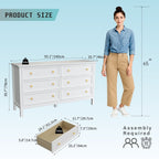 6 Drawer Dresser For Bedroom, Wood Storage Cabinet With Black Handles, Modern Closet Of Drawers for Living Room - Comfortable Living Decor