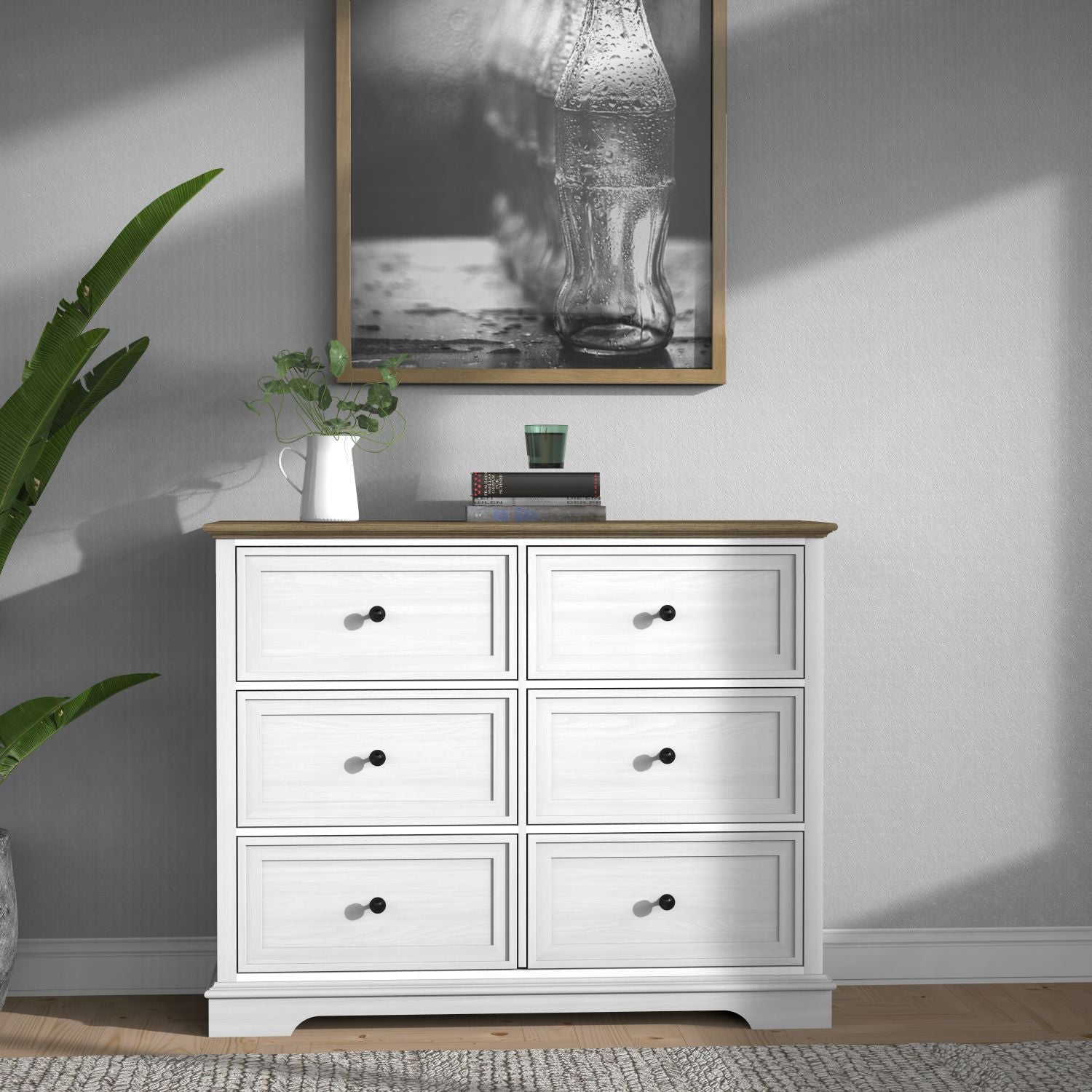6 DrawersTall Dresser for Bedroom Vertical Storage Tower Wood Top Closets - Comfortable Living Decor