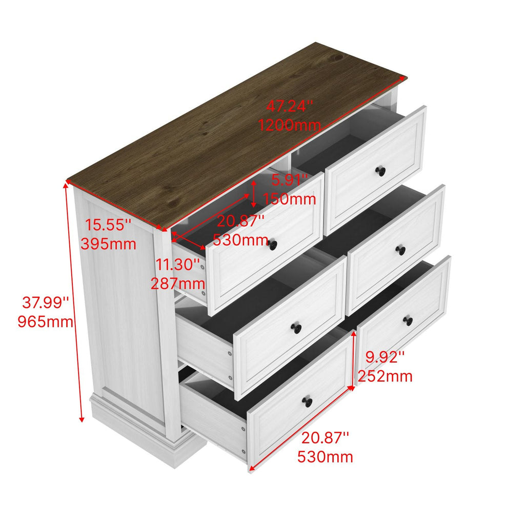 6 DrawersTall Dresser for Bedroom Vertical Storage Tower Wood Top Closets - Comfortable Living Decor