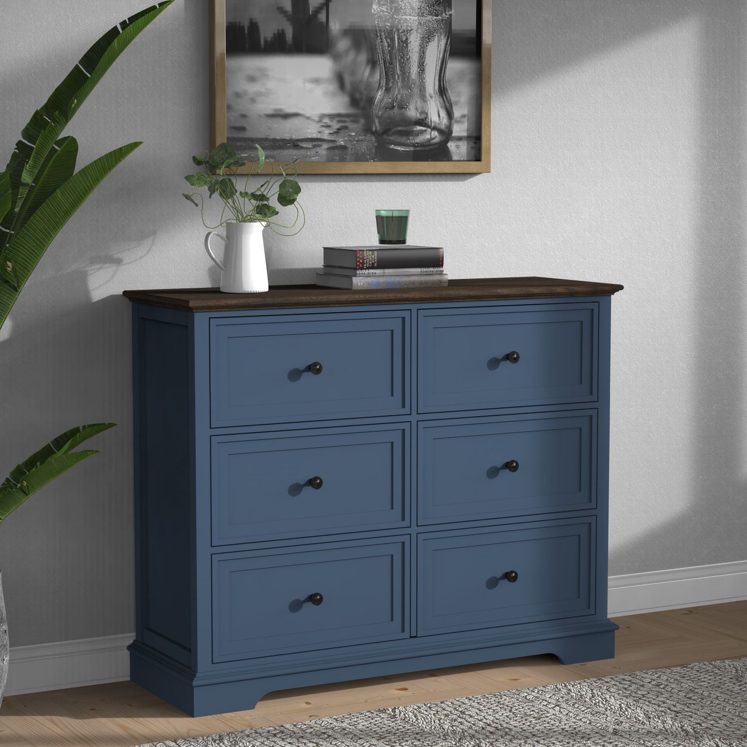 6 DrawersTall Dresser for Bedroom Vertical Storage Tower Wood Top Closets - Comfortable Living Decor