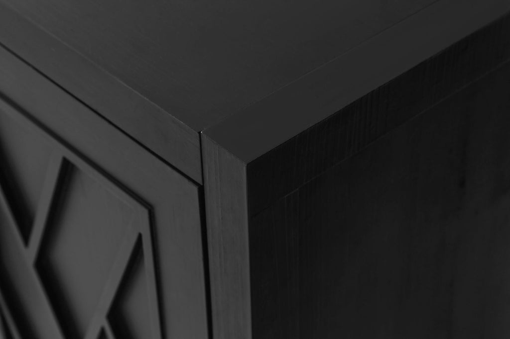 60 inches Modern Farmhouse Accent Cabinet with 4 Doors and Adjustable Shelf Wood Sideboard Buffet Cabinet Console Table Credenza Buffet Table for Kitchen Dining Room Entryway Hallway(Antique Black) - Comfortable Living Decor