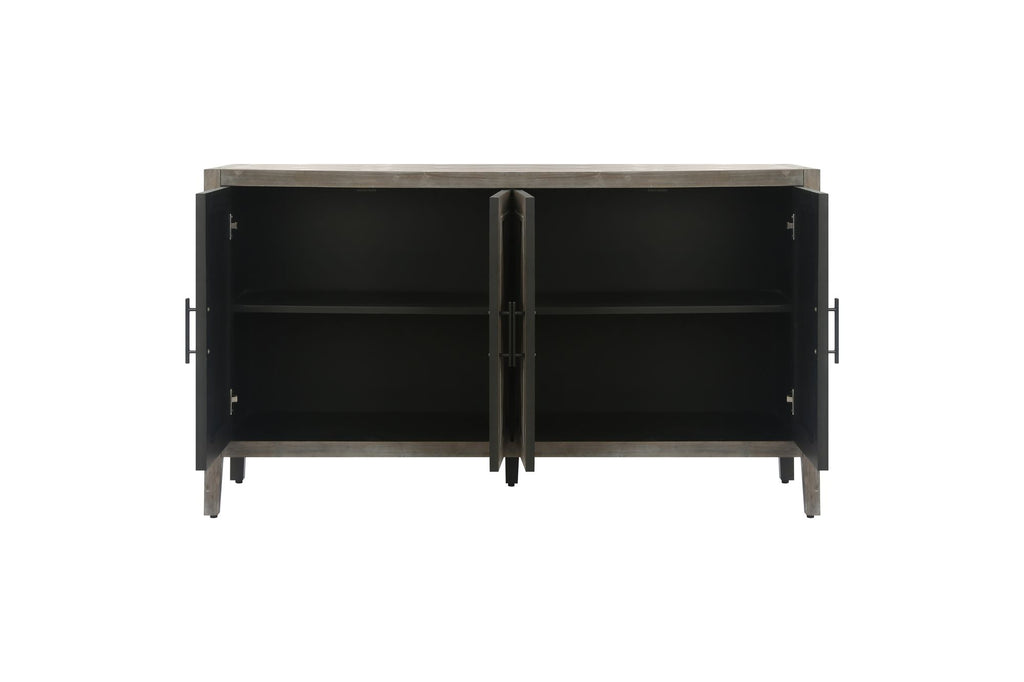 60 inches Modern Farmhouse Accent Cabinet with 4 Doors and Adjustable Shelf Wood Sideboard Buffet Cabinet Console Table Credenza Buffet Table for Kitchen Dining Room Entryway Hallway(Antique Brown) - Comfortable Living Decor