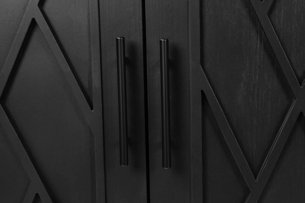 60 inches Modern Farmhouse Accent Cabinet with 4 Doors and Adjustable Shelf Wood Sideboard Buffet Cabinet Console Table Credenza Buffet Table for Kitchen Dining Room Entryway Hallway(Antique Black) - Comfortable Living Decor