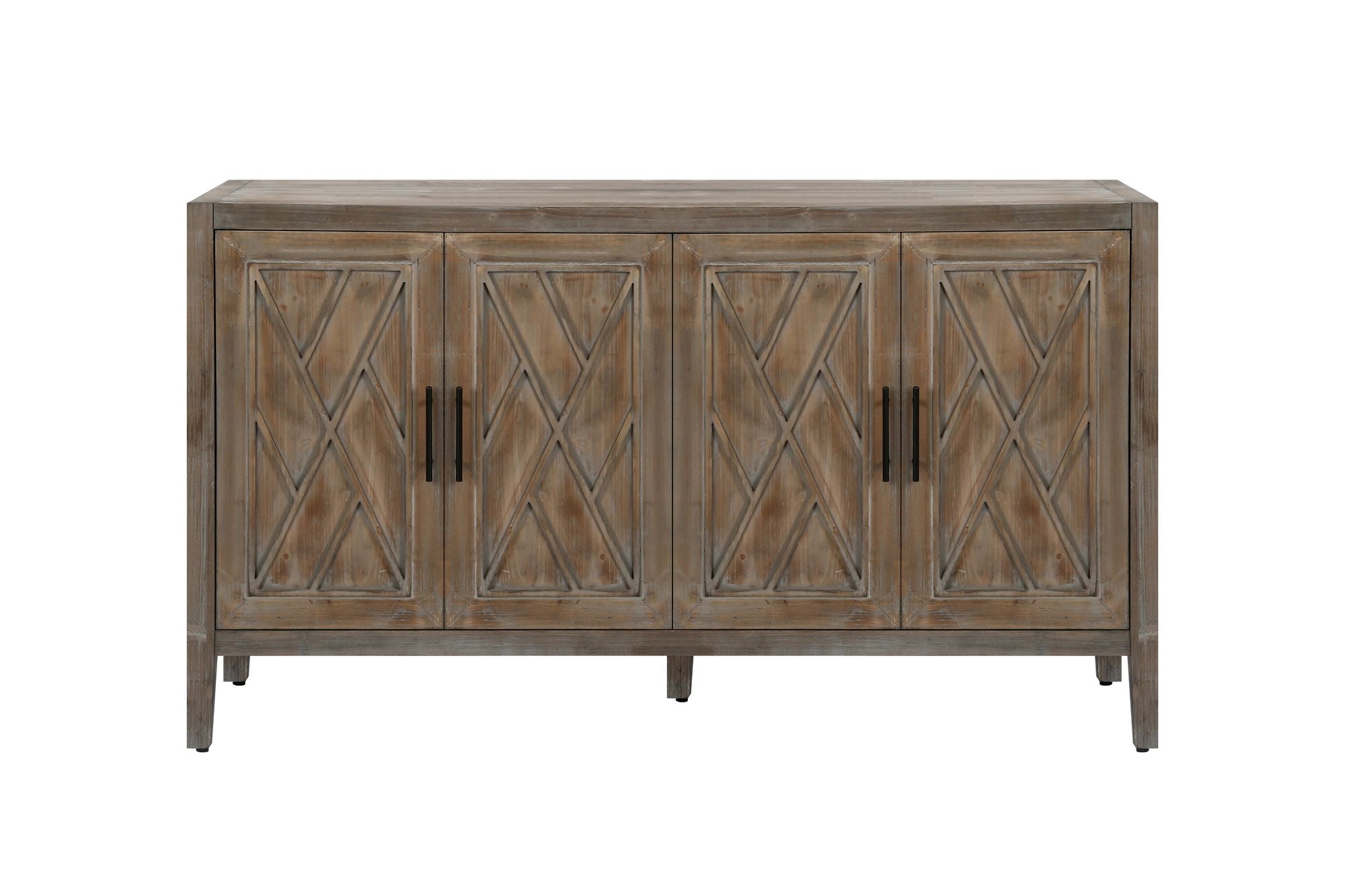60 inches Modern Farmhouse Accent Cabinet with 4 Doors and Adjustable Shelf Wood Sideboard Buffet Cabinet Console Table Credenza Buffet Table for Kitchen Dining Room Entryway Hallway(Antique Brown) - Comfortable Living Decor